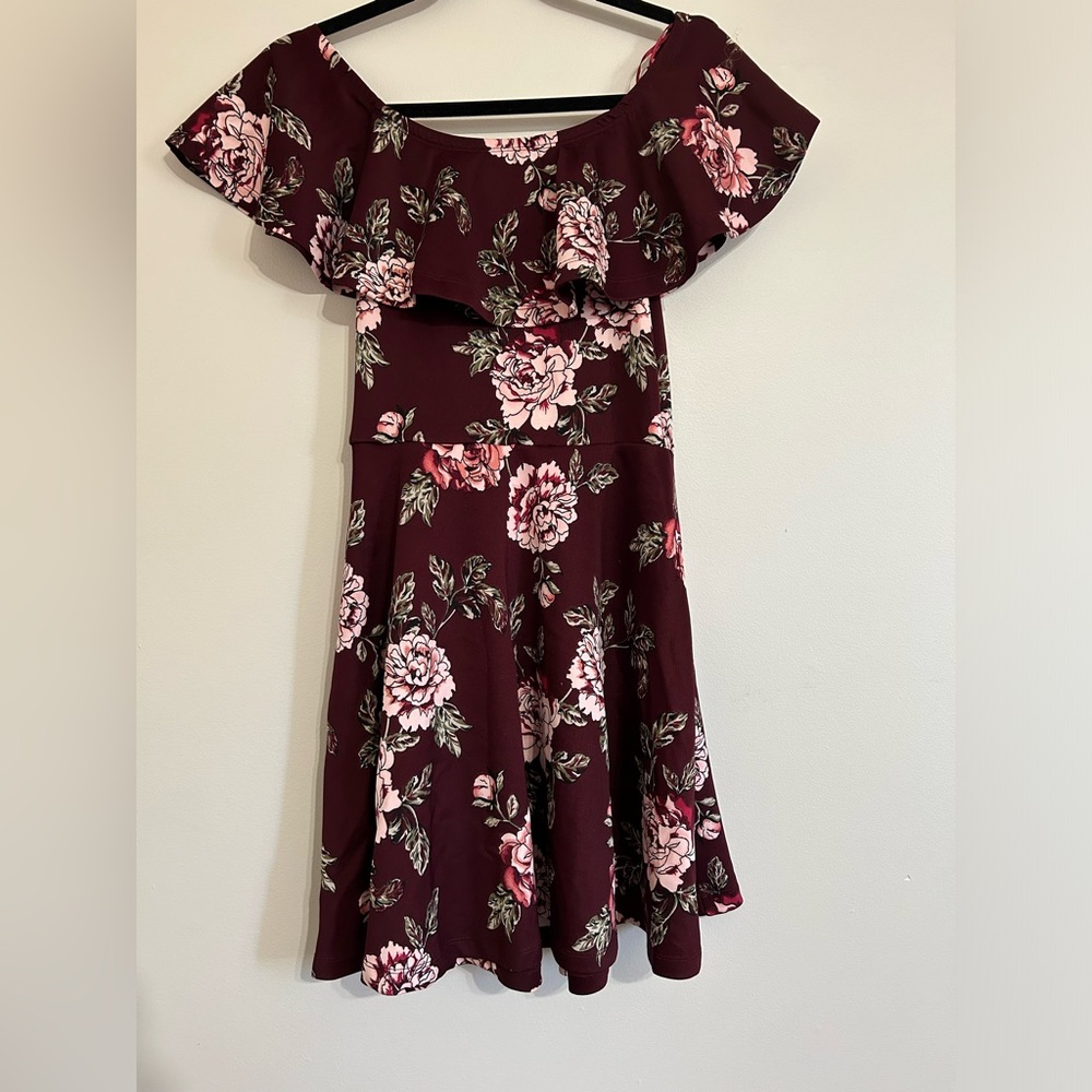 Burgundy Flower Dress